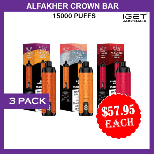 ALFAKHER CROWN BAR - 15000 PUFFS - 3 PACK