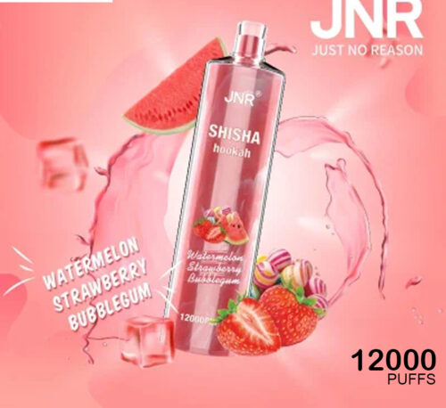 JNR SHISHA HOOKAH -WATERMELON STRAWBERRY BUBBLEGUM- 12000 PUFFS